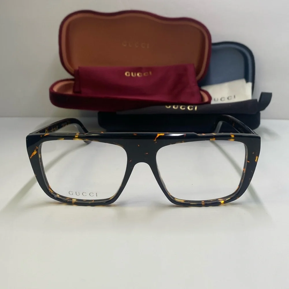 New Authentic Gucci GG1040O 002 dark tortoise Eyeglasses